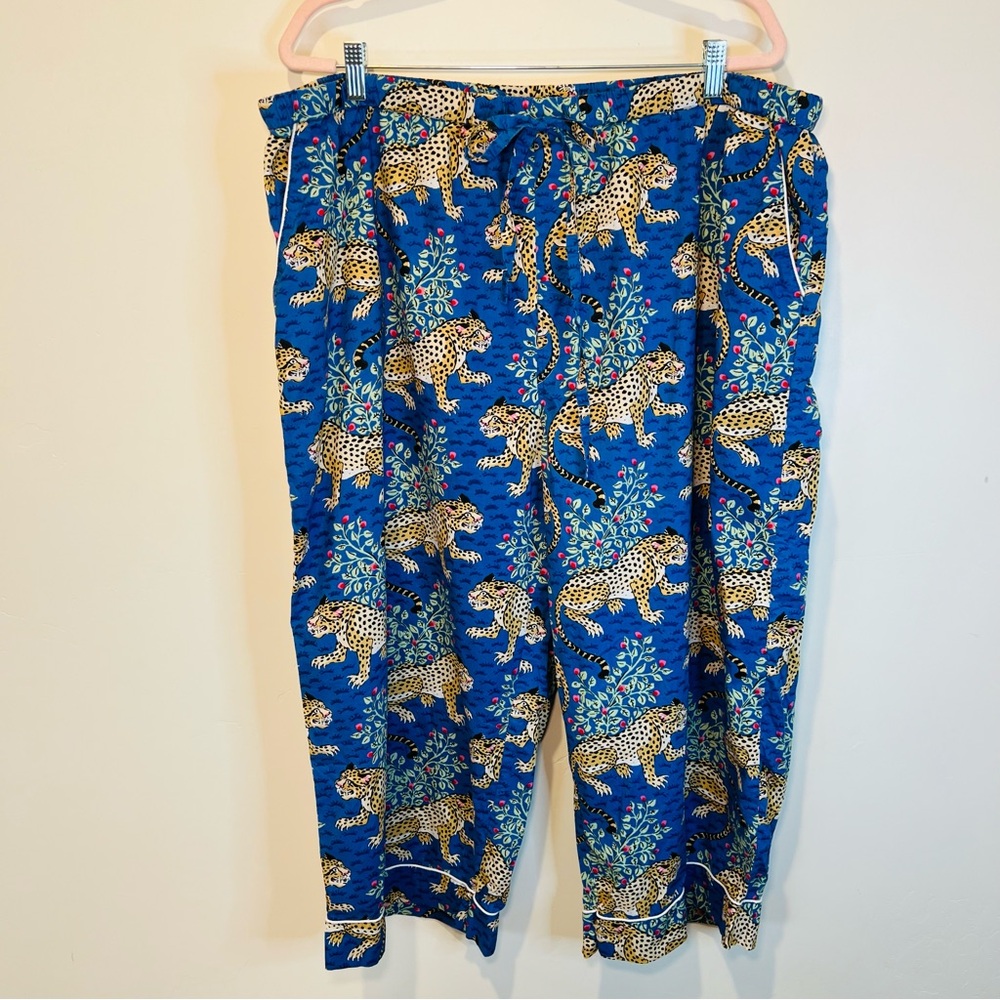 Leopard Print Blue Pajama Pants